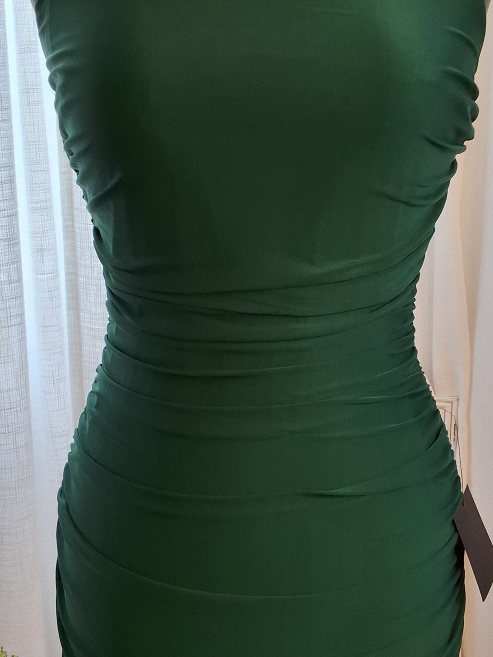 Lulu's Emerald Ruched Bodycon Mini Dress - Picture 4 of 12